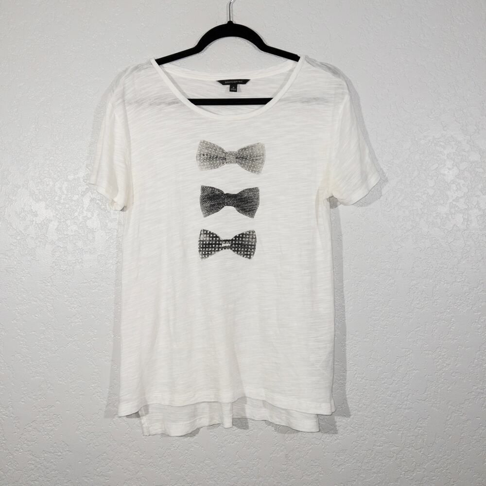 Banana Republic‎ White Bow Tie Graphic Tee Shirt Size Small